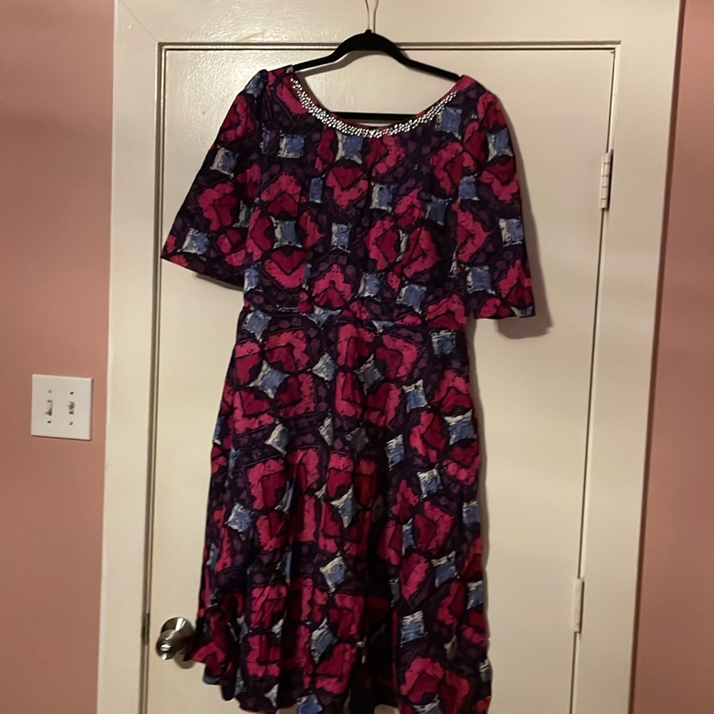 African print dress.